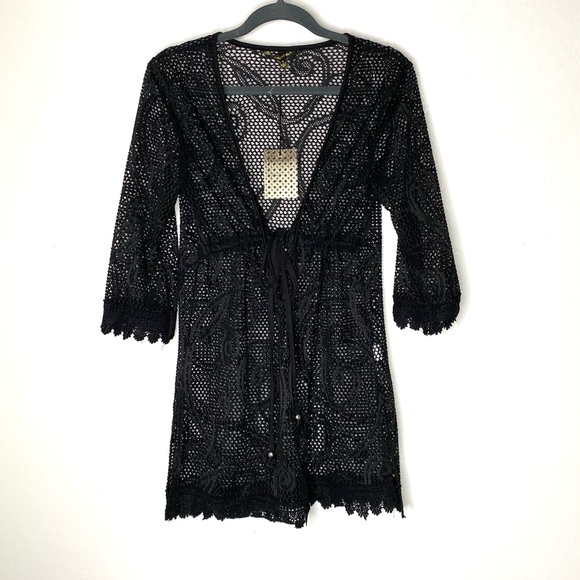 swimwear cover-up black swim beachwear NWT small large - Picture 3 of 5